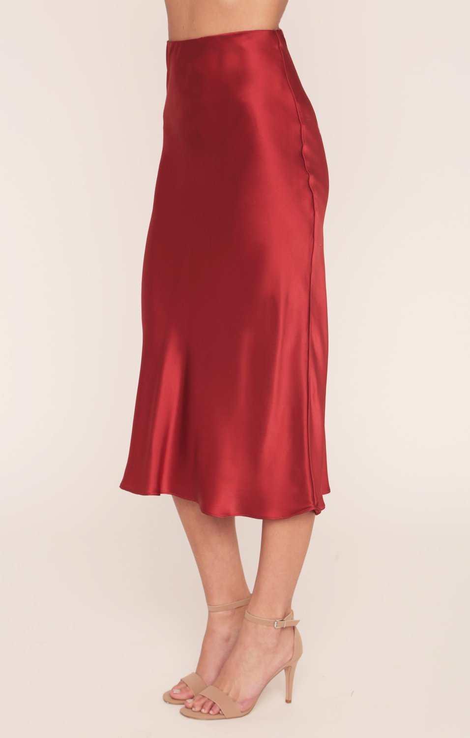 Kendall Tango Red Silk Slip Skirt