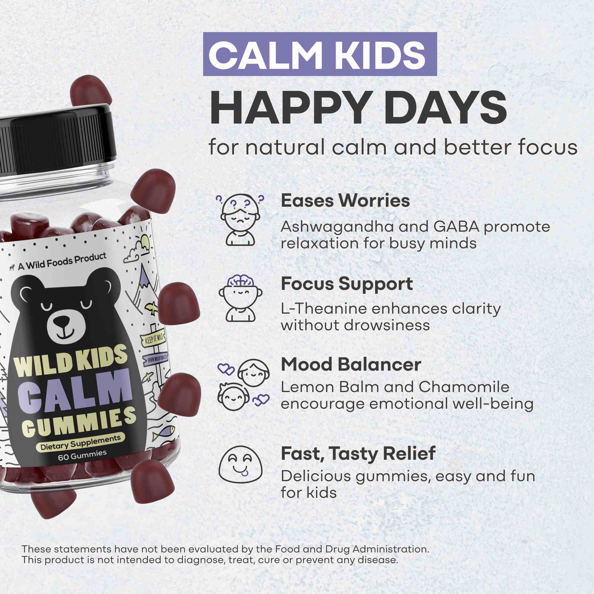 Wild Kids Calm Gummies – Relaxation &amp; Sleep Support - My American Goods