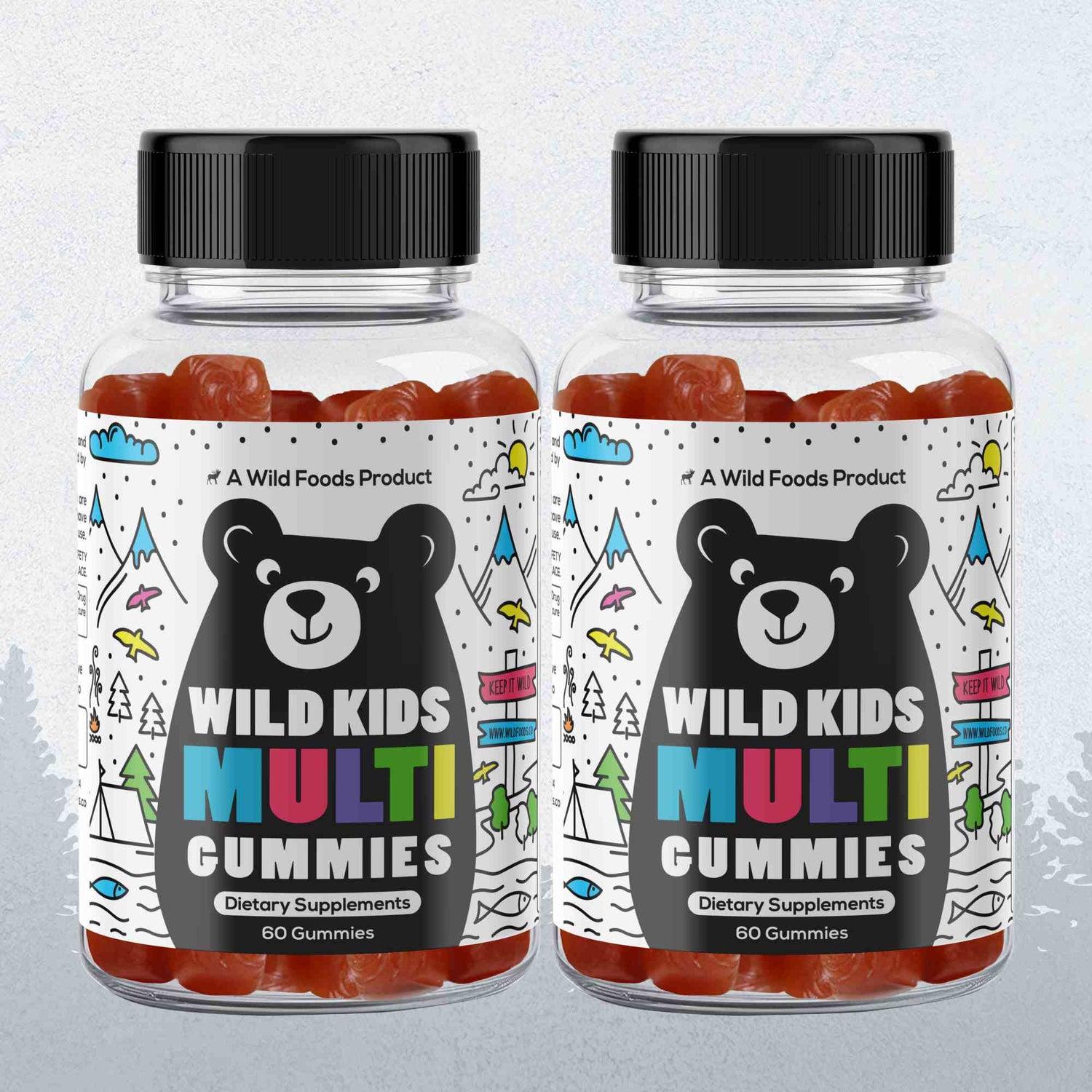 Wild Foods 2x - 60 Multi Gummies (Save 5%) Wild Kids Multivitamin Gummies – Everyday Essentials in a Fruity Bite