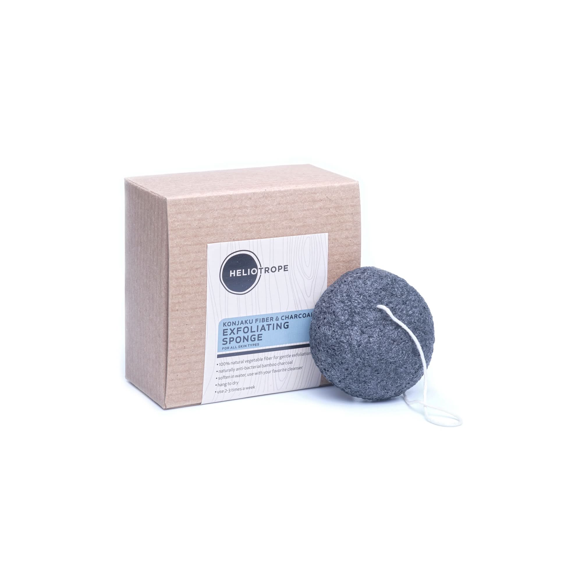 Heliotrope SF Bathroom Accessories Konjaku &amp; Charcoal Exfoliating Sponge - NOW 50% OFF