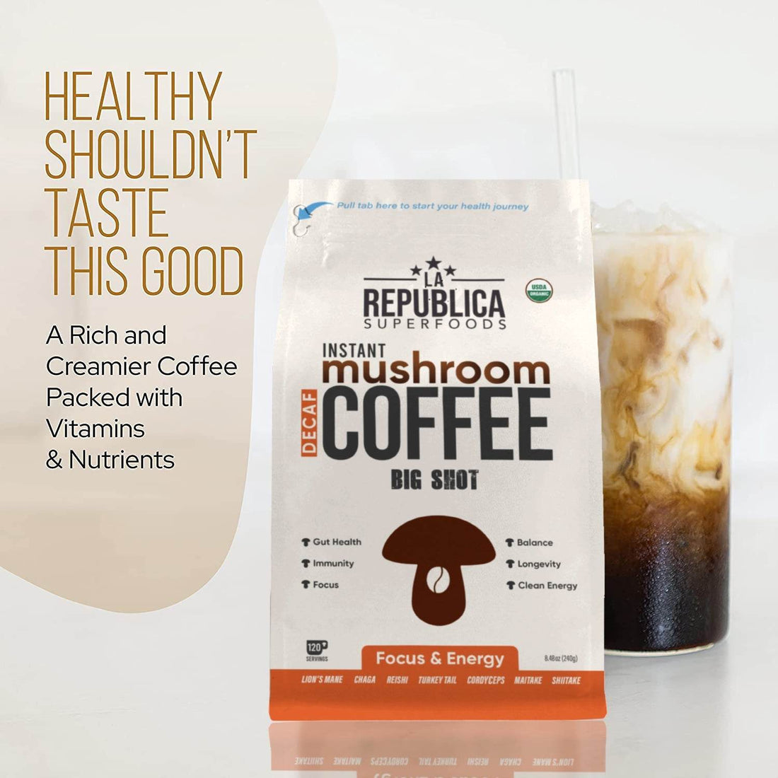 DECAF BIG SHOT INSTANT MUSHROOM COFFEE - My American Goods