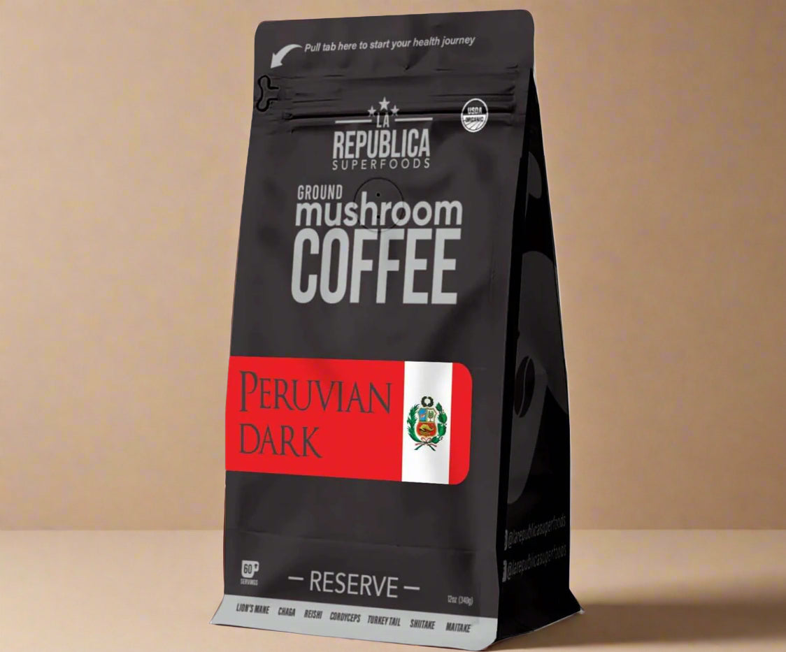 Peruvian Dark Ground RESERVE Mushroom Coffee - My American Goods