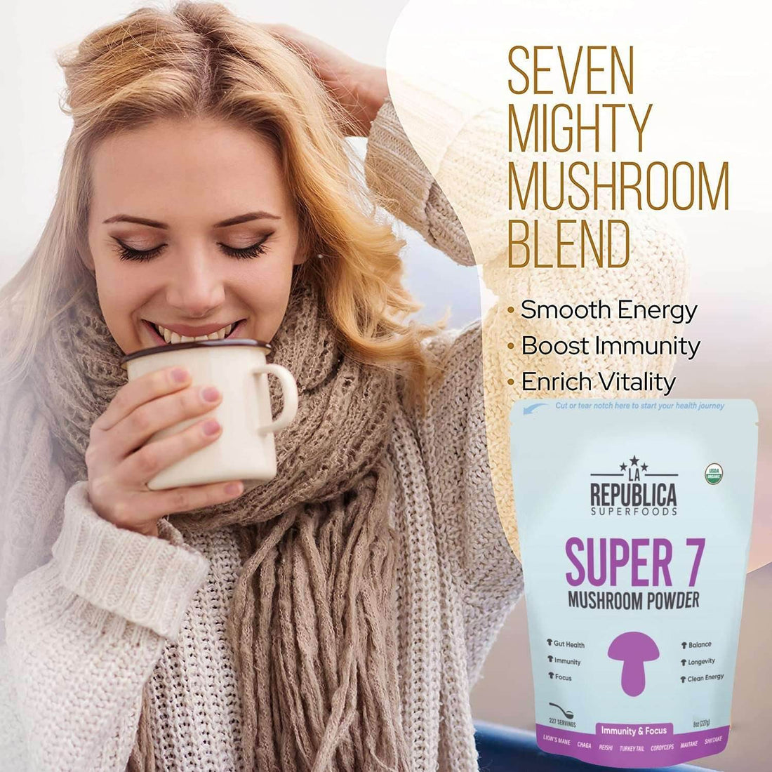 Super 7 Mushroom Powder 8 Oz - My American Goods