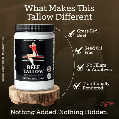 The Lady May Beef Tallow 22oz Premium Cooking Beef Tallow