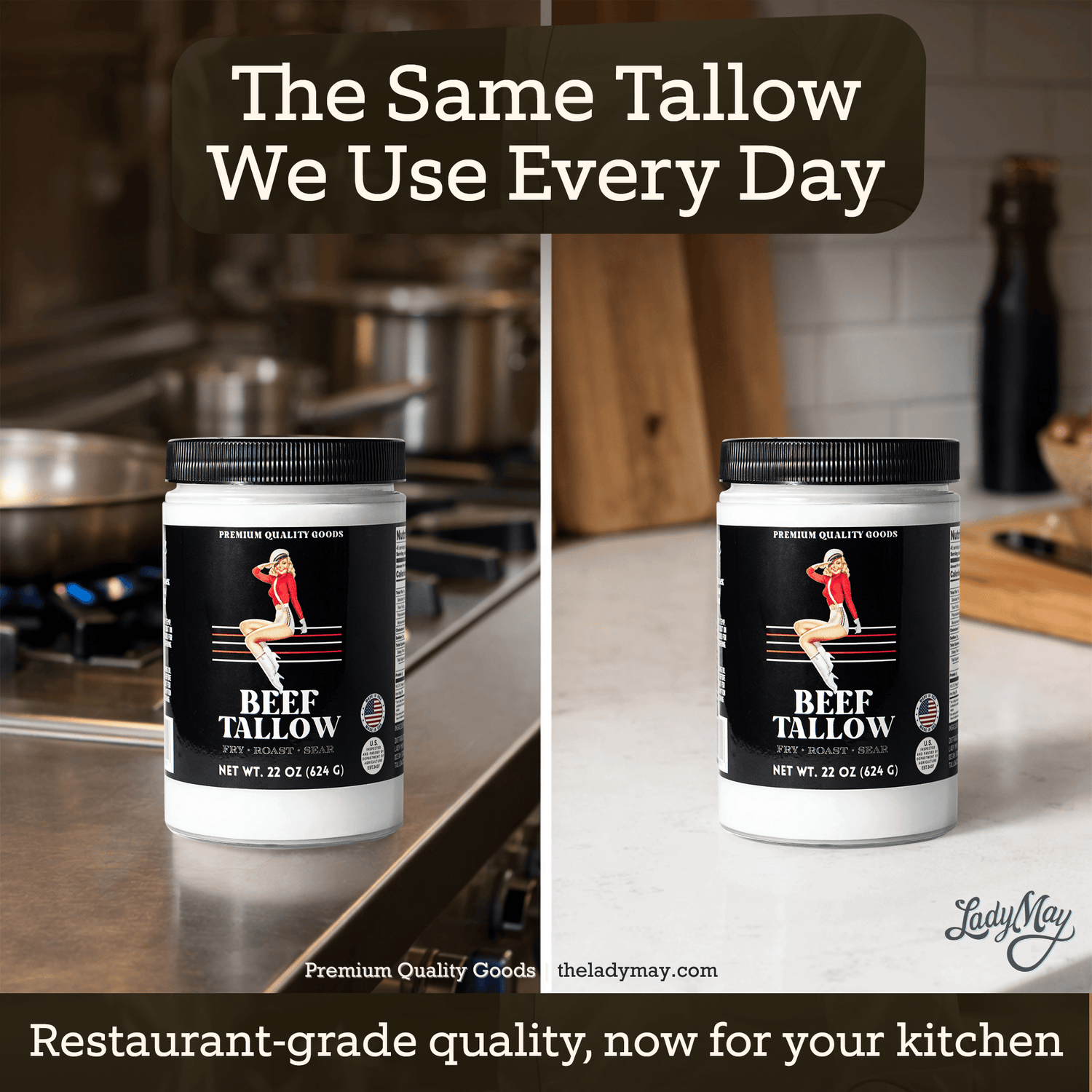 The Lady May Beef Tallow 22oz Premium Cooking Beef Tallow