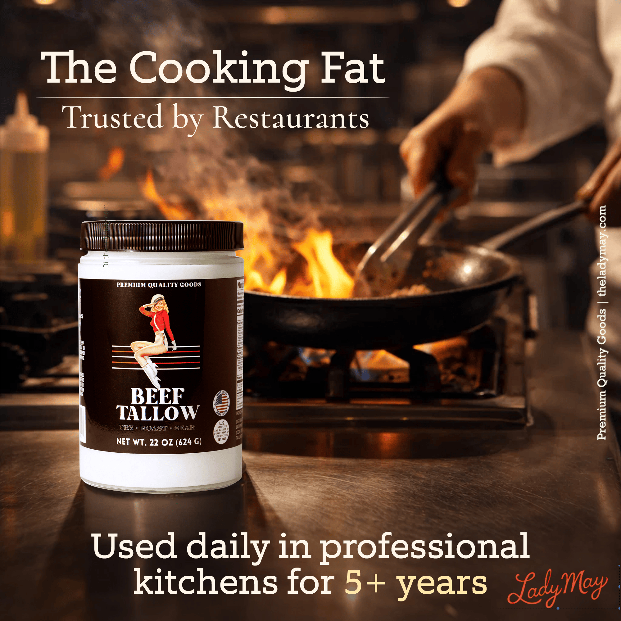 The Lady May Beef Tallow 22oz Premium Cooking Beef Tallow