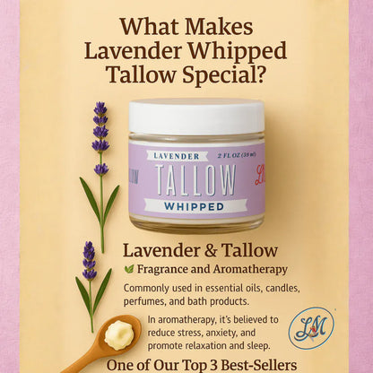 Lady May Tallow Lotion &amp; Moisturizer Whipped Tallow Moisturizer Duo | Lavender &amp; Vanilla