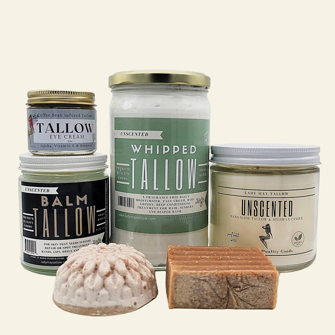 Deluxe Tallow Skin Care and Candle Set |  Premium Quality All Natural Gift Box