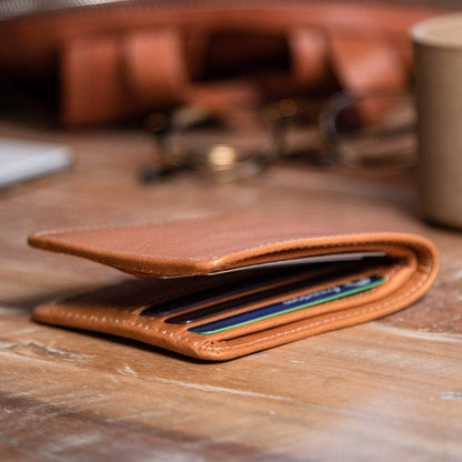 CASUPO Large Bifold Large Billfold Wallet with RFID protection - Natural