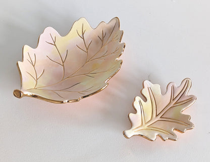 Ruby Clay Company Accessory Watercolor Leaf Trays with 22K Gold Accents