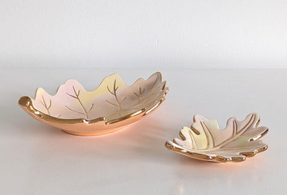 Ruby Clay Company Accessory Watercolor Leaf Trays with 22K Gold Accents
