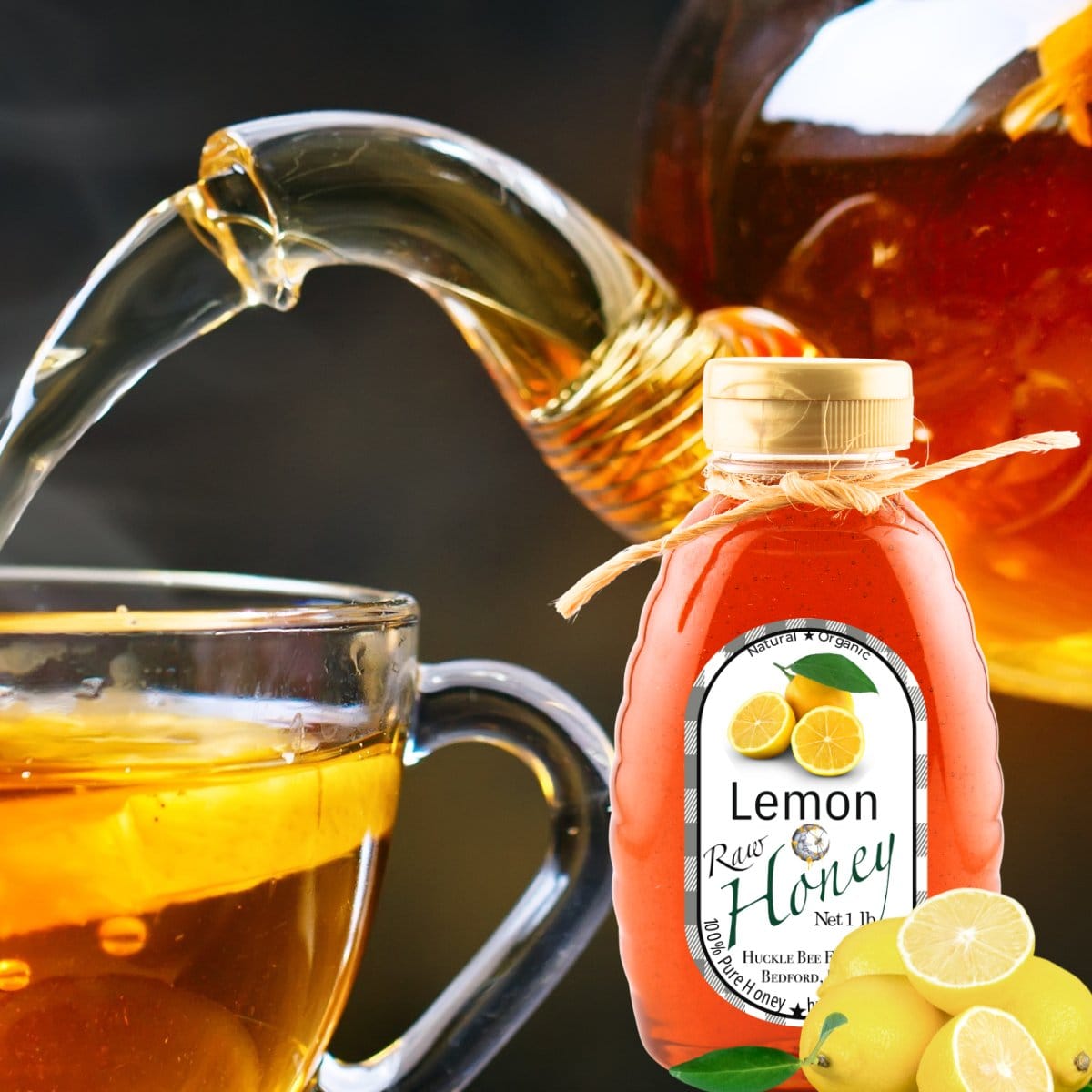Huckle Bee Farms LLC Honey Lemon Infused Honey: Sweetness and Citrus for Healthy Living