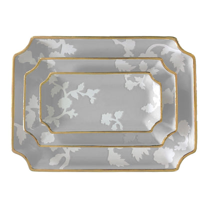 Ruby Clay Company Tray Small / Light Gray Chinoiserie Dreams Trays with Gold Accent