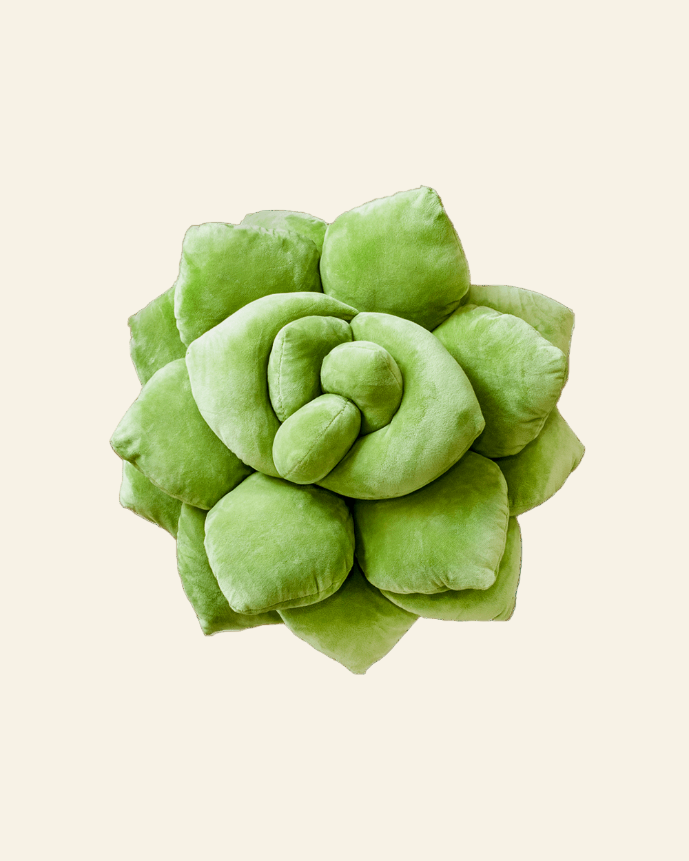 Green succulent-shaped pillow on a green background
