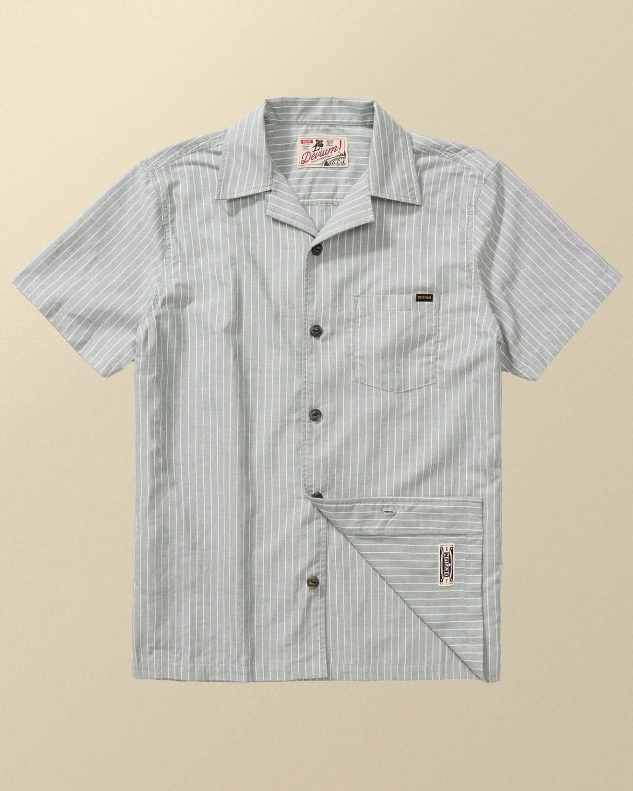Devium Shirts Pistachio / S Lombard Striped Short Sleeve Shirt