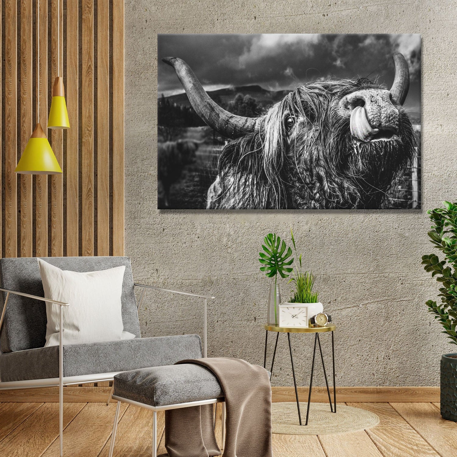 Tailored Canvases Canvas West Highland Cow Monochrome Canvas Wall Art