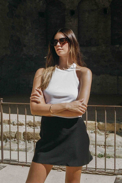 Madison Black Silk Mini Skirt