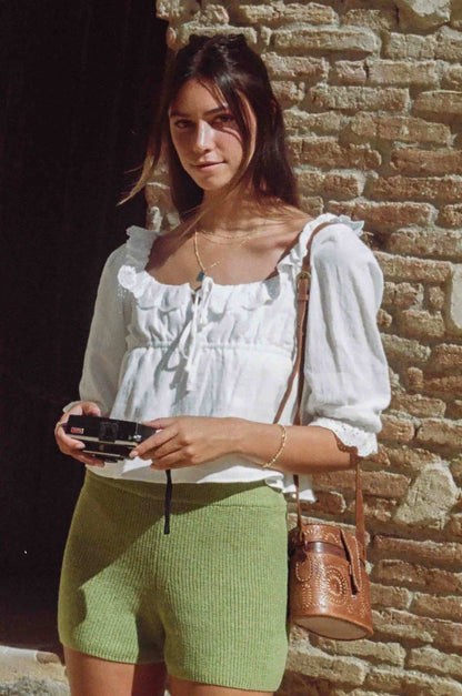 Maggie White Lace Cotton Crop Top