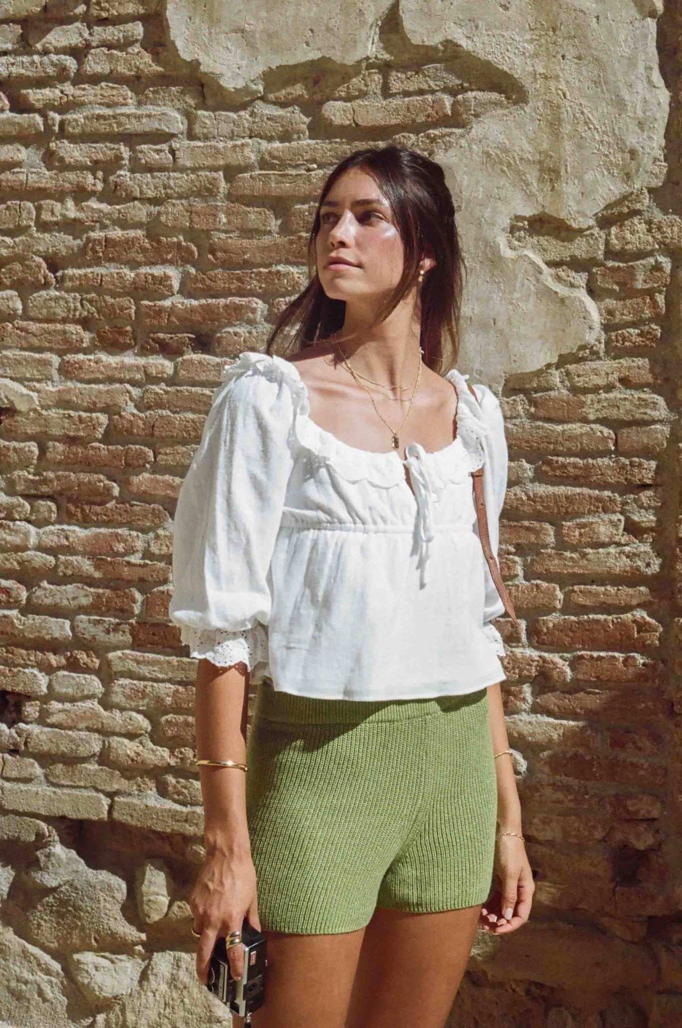 Maggie White Lace Cotton Crop Top