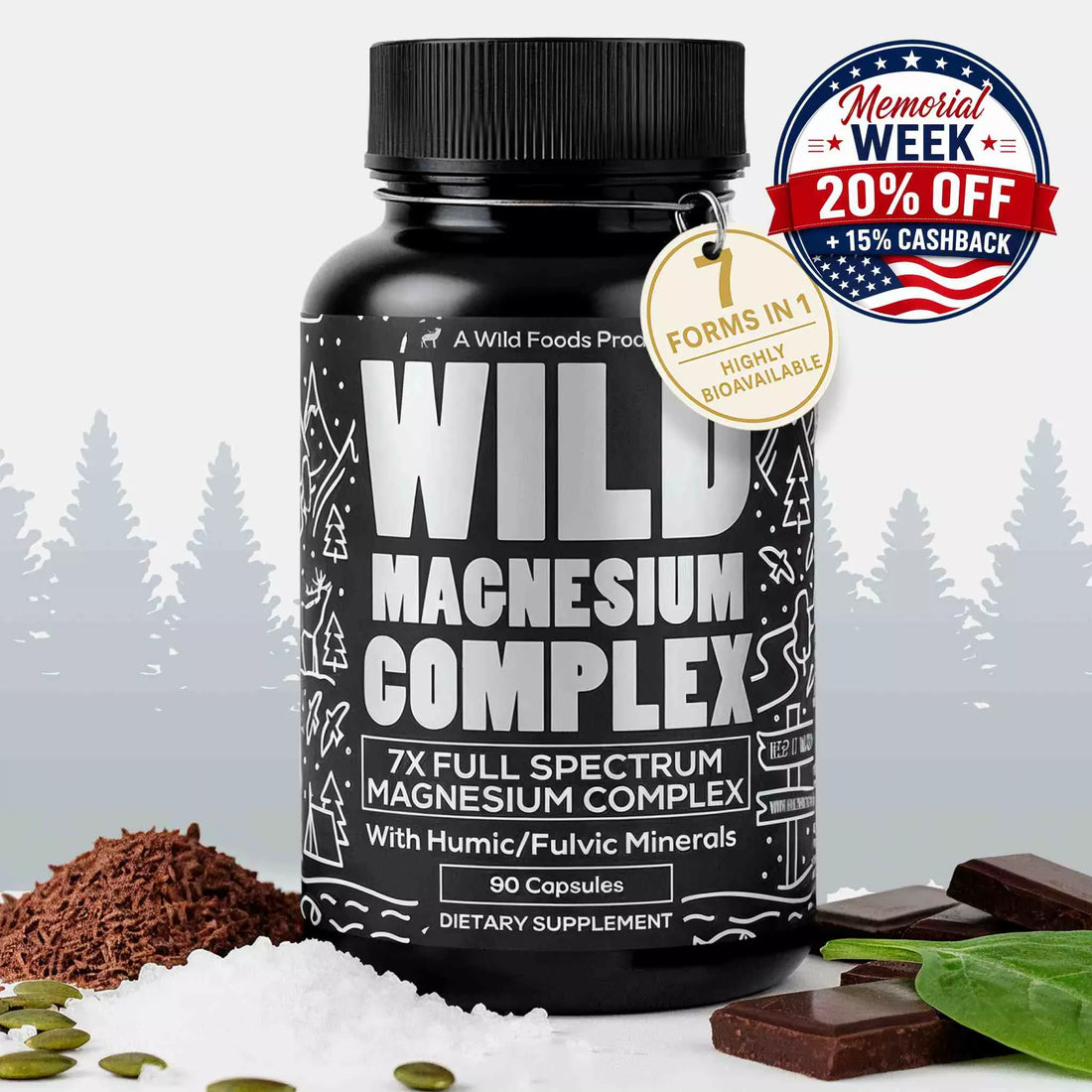 Wild Foods Supplements Magnesium Complex | 7-in-1 Complete Spectrum Formula