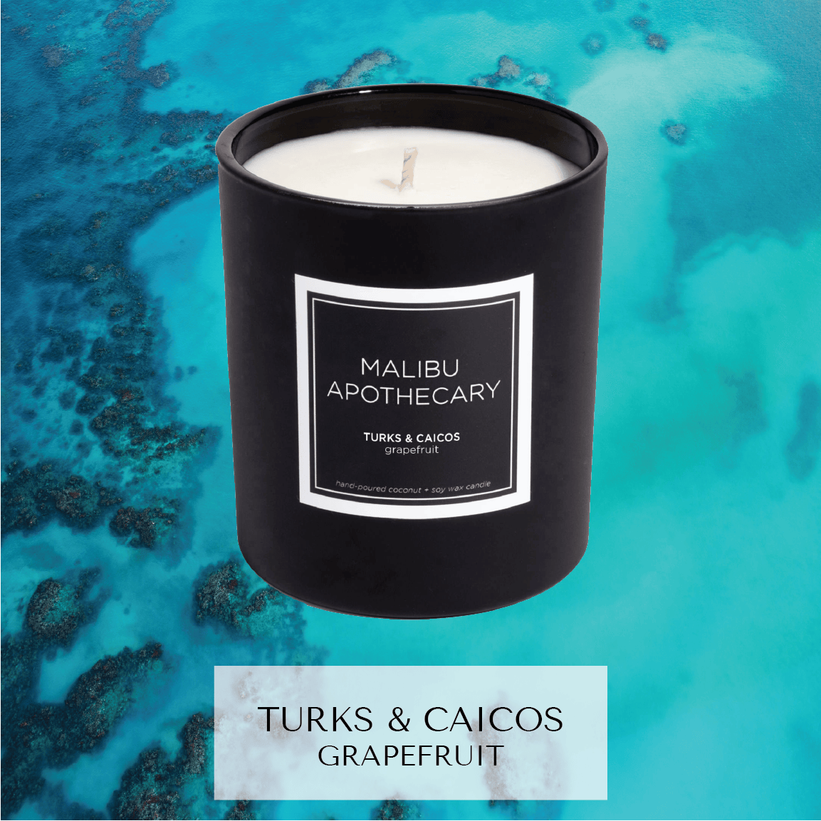 Malibu Apothecary Candle Turks &amp; Caicos Matte Black Candle