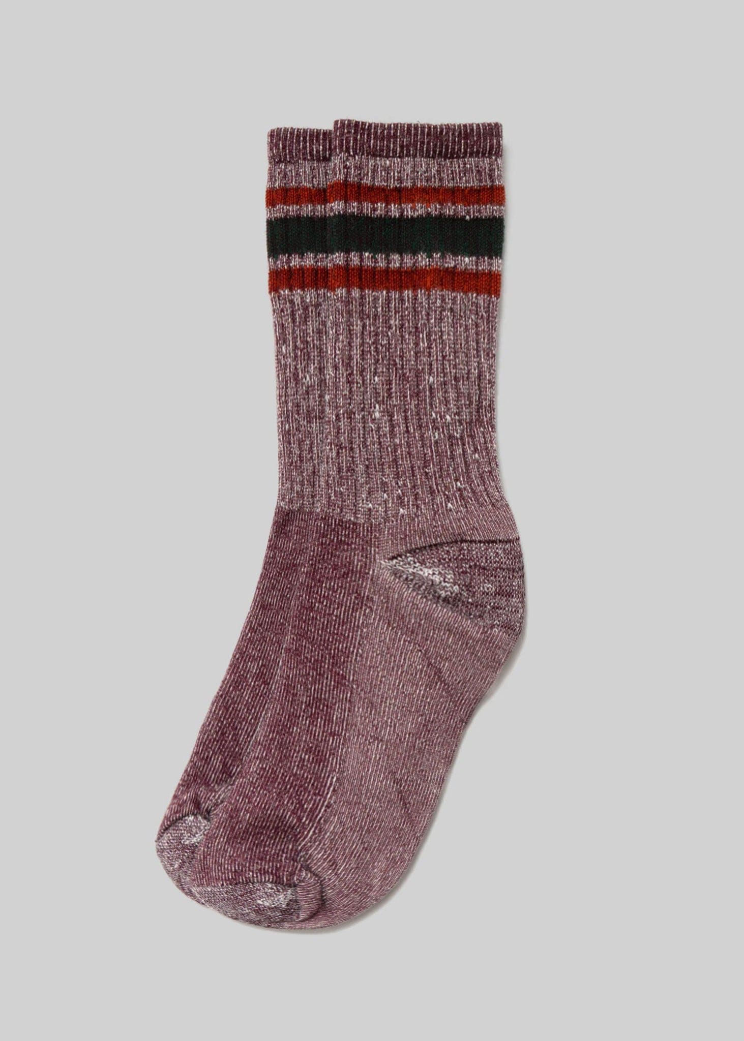 American Trench Socks maroon / green stripe / l Merino Activity Crew