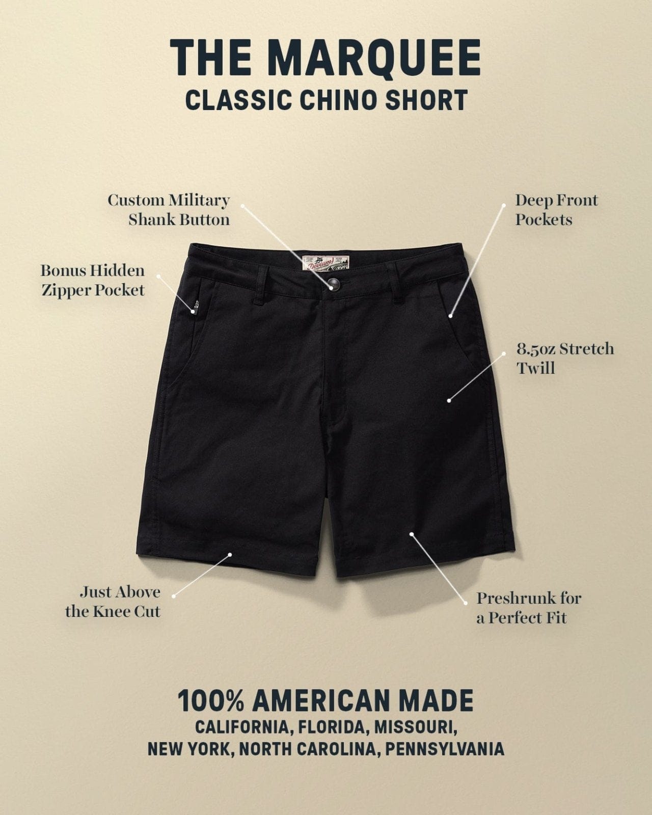 Devium Bottoms Marquee Classic Chino Short