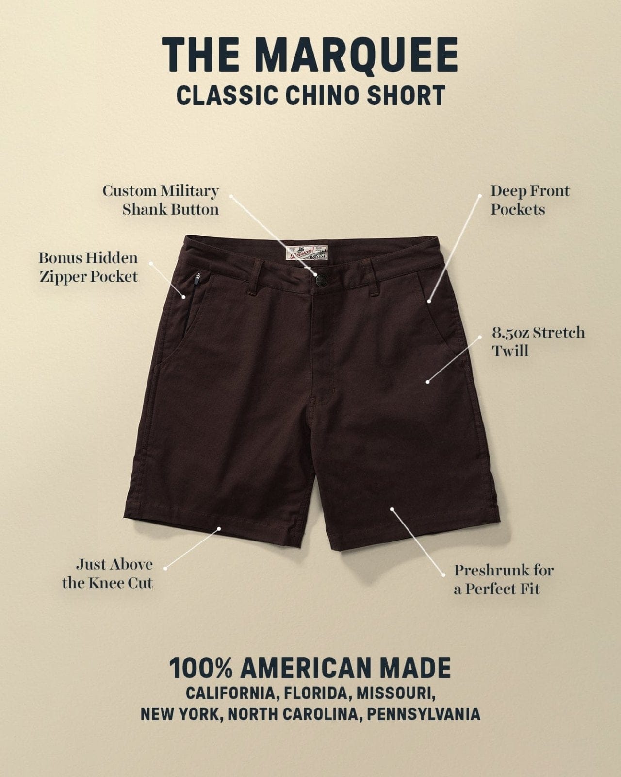 Devium Bottoms Marquee Classic Chino Short