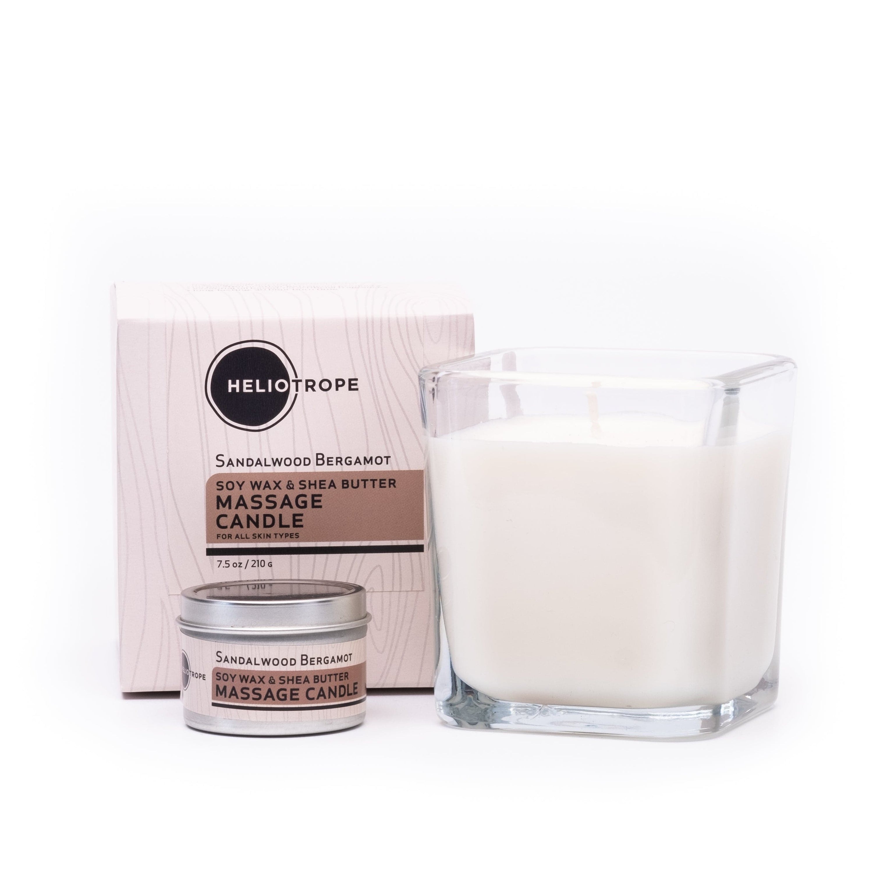 Heliotrope SF Candle Sandalwood Bergamot Soy Wax &amp; Shea Butter Massage Candles - New Scent