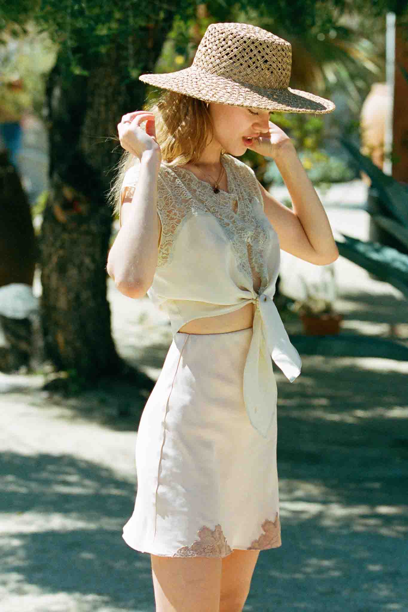 Memphis Pink Silk Slip Skirt