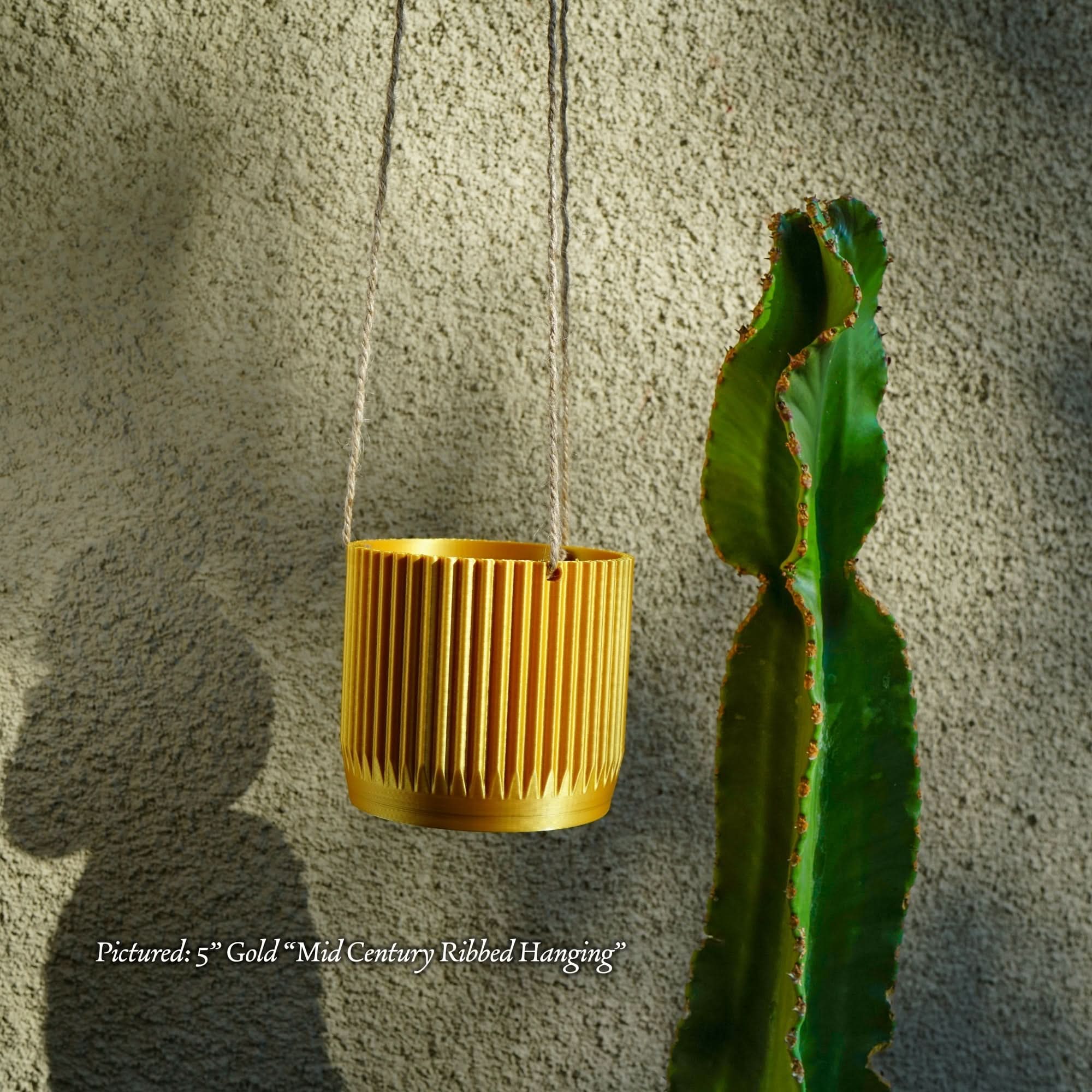 Rosebud HomeGoods Hanging Planter Mid Century Ribbed Hanging Plant Pots