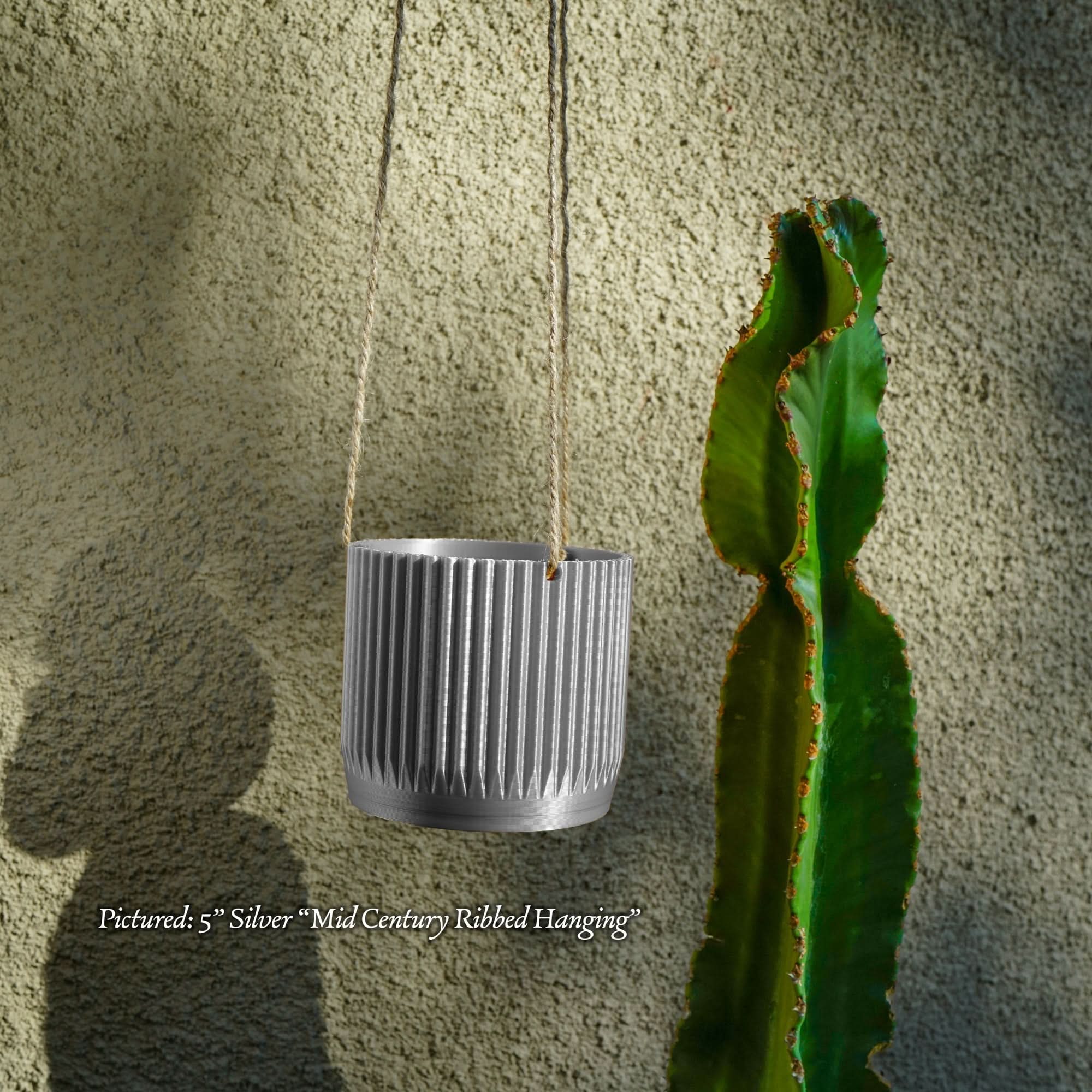 Rosebud HomeGoods Hanging Planter Mid Century Ribbed Hanging Plant Pots