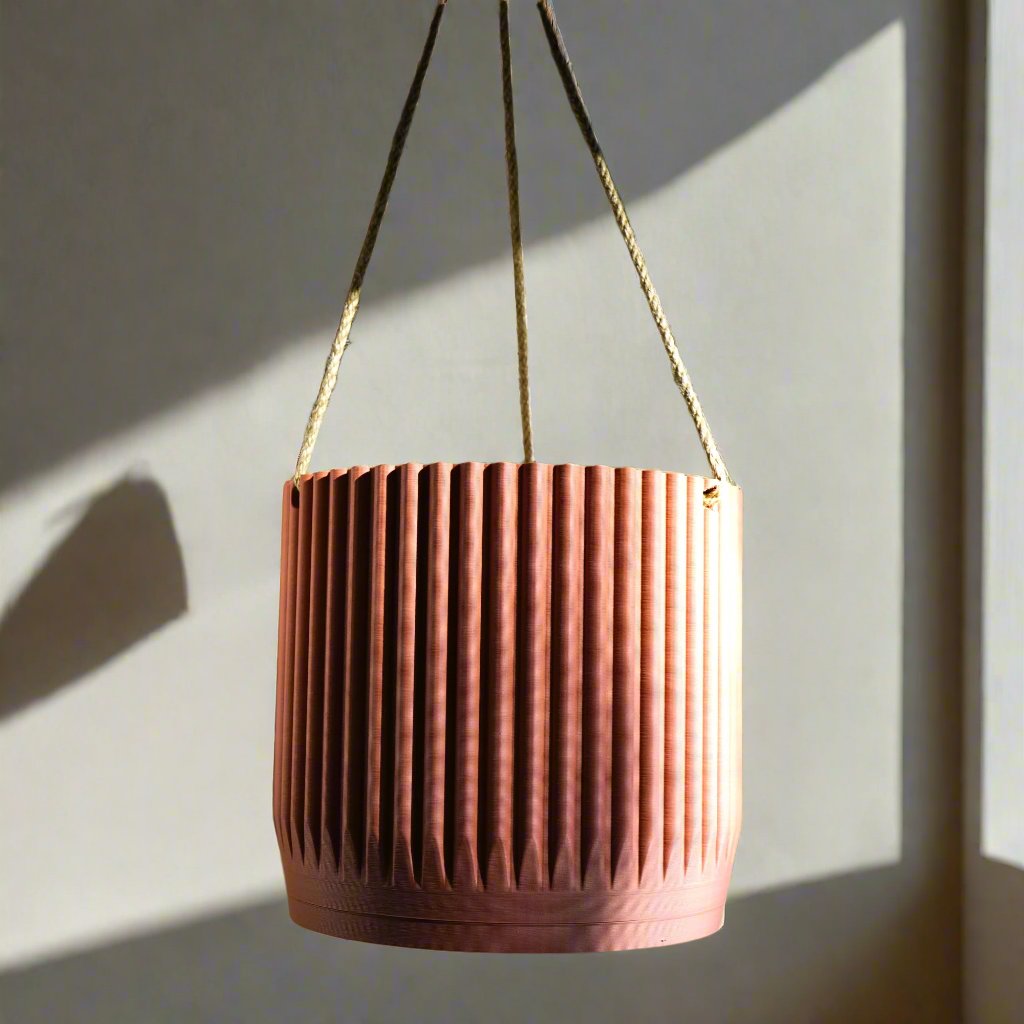 Mid Century Ribbed Hanging Plant Pots - My American Goods