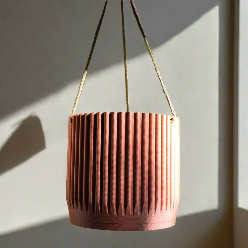 Rosebud HomeGoods Hanging Planter Mid Century Ribbed Hanging Plant Pots