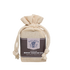 Bar of soap in a drawstring bag with Salacia branding on a white background