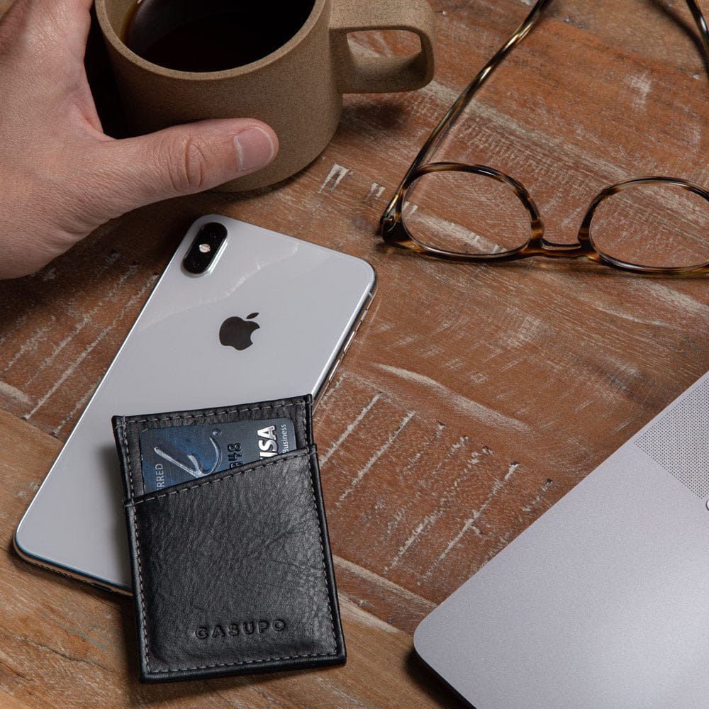 CASUPO Slim Card Holder Minimalist Wallet with RFID Protection - Black
