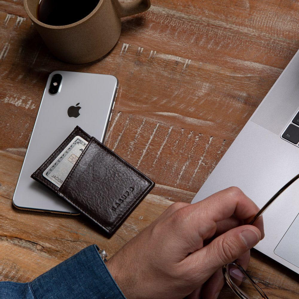 CASUPO Slim Card Holder Minimalist Wallet with RFID protection - Brown