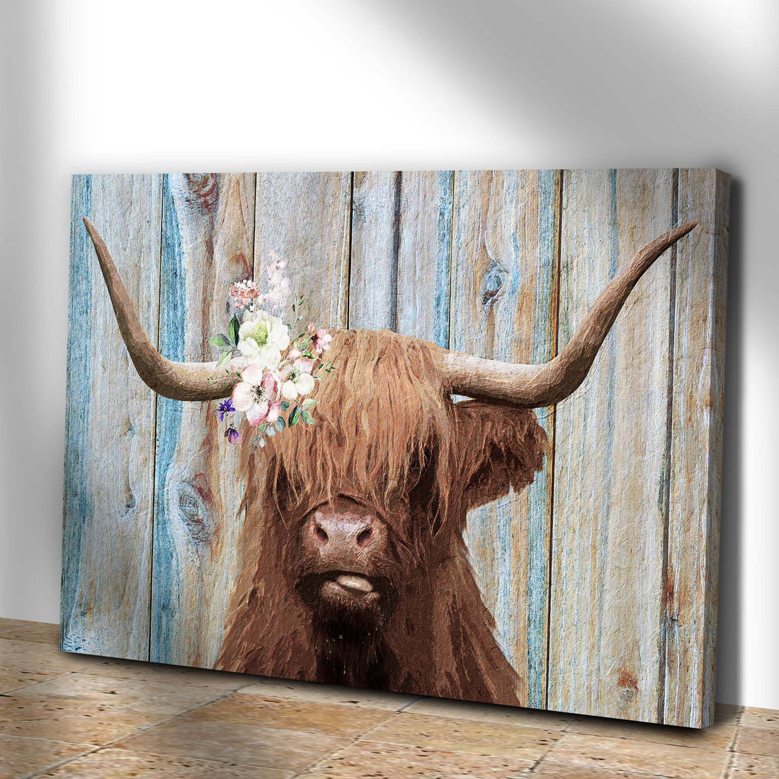 Tailored Canvases Canvas Highland Cow Rustic Painting Canvas Wall Art