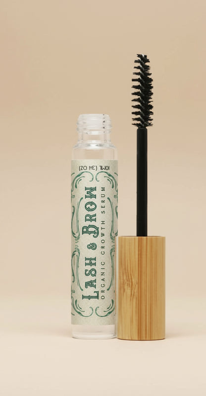 Organic Lash &amp; Brow Serum with cold pressed castor oil and pearl powder - My American Goods