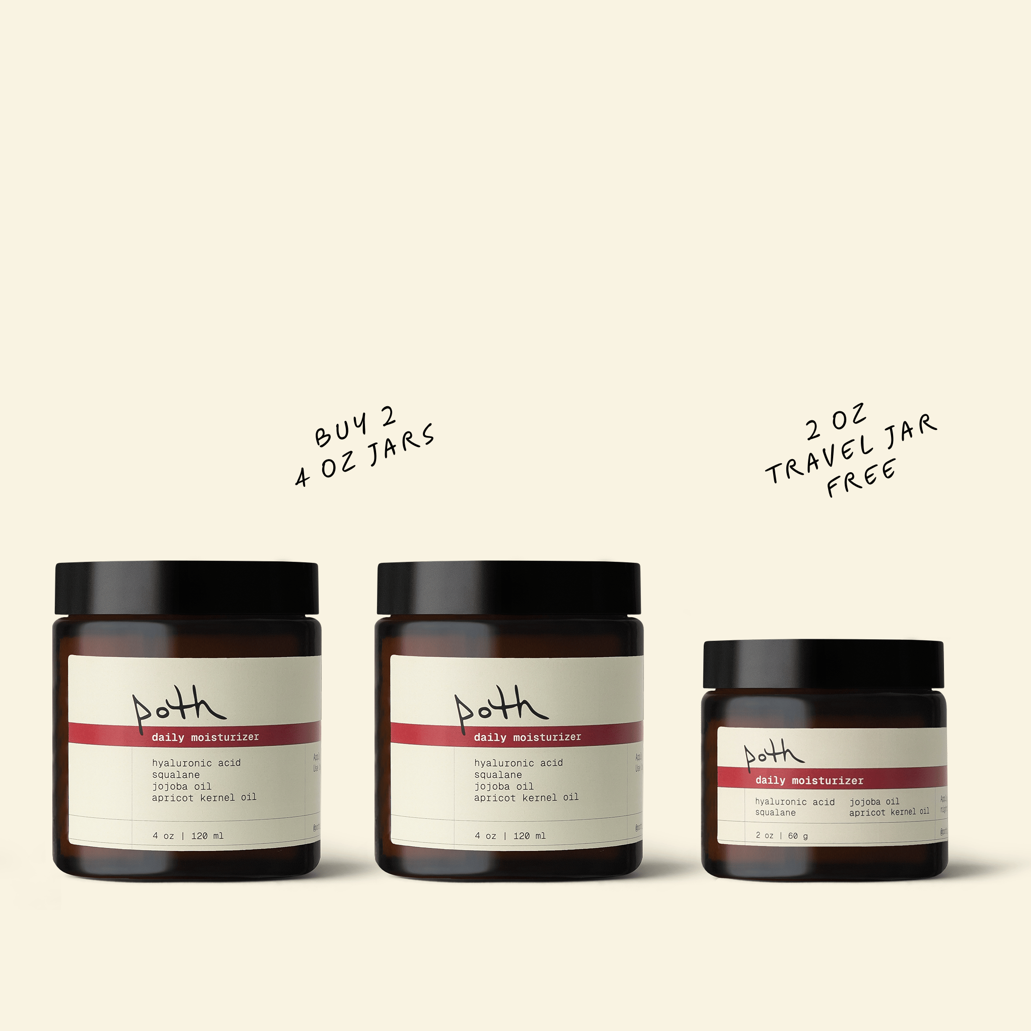 poth Moisturizer 4 oz (2x) + Free 2 oz Daily Moisturizer