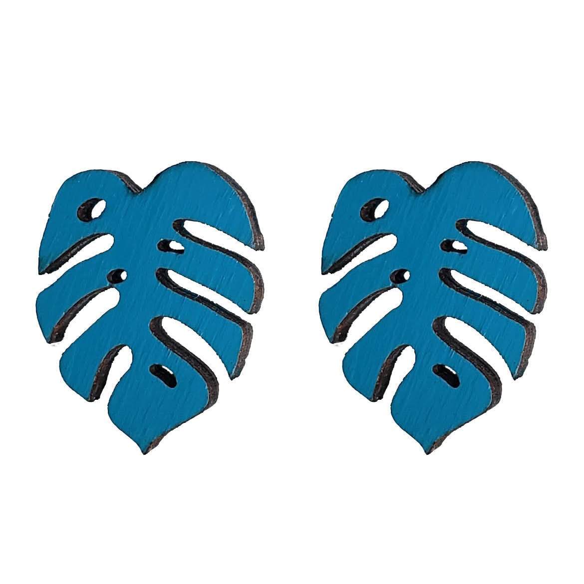 LE CHIC MIAMI Earrings Teal Monstera Stud Earrings - 4 Colors Available