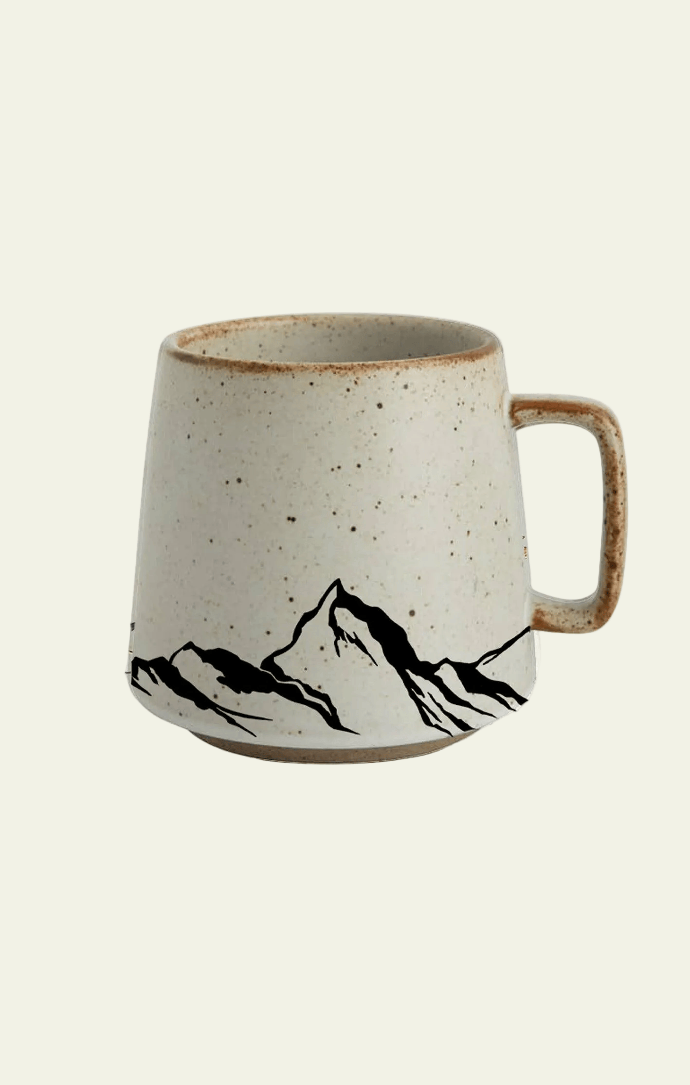 Ceramic mug with mountain design on a white background