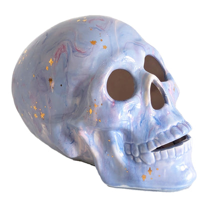 Mystical Skull in Cool Tones with 22K Gold Accents