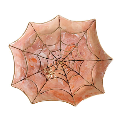 Mystical Spider Web Tray with 22K Gold Accents in Warm Tones