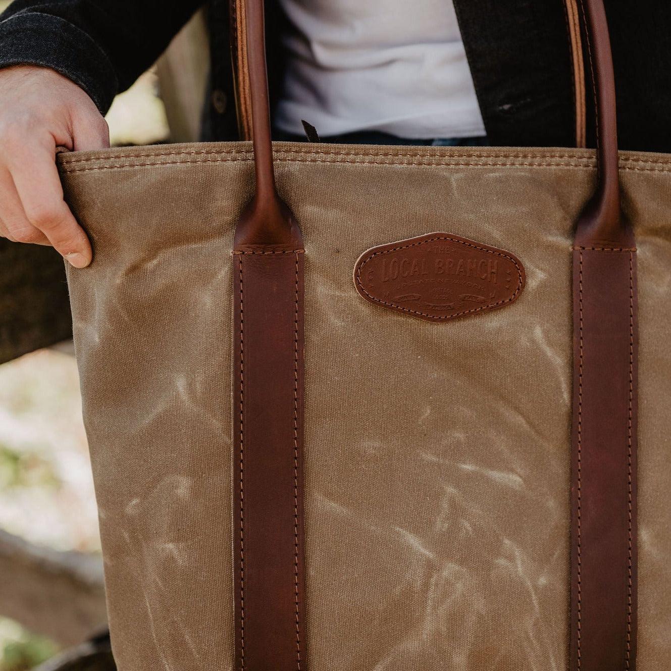 The Local Branch Waxed Canvas Stone Voyager Waxed Canvas Tote - USA Made