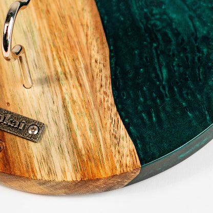 One of a Kind Green Pearl Epoxy Resin Live-Edge Wood Hook and Ring Toss Game