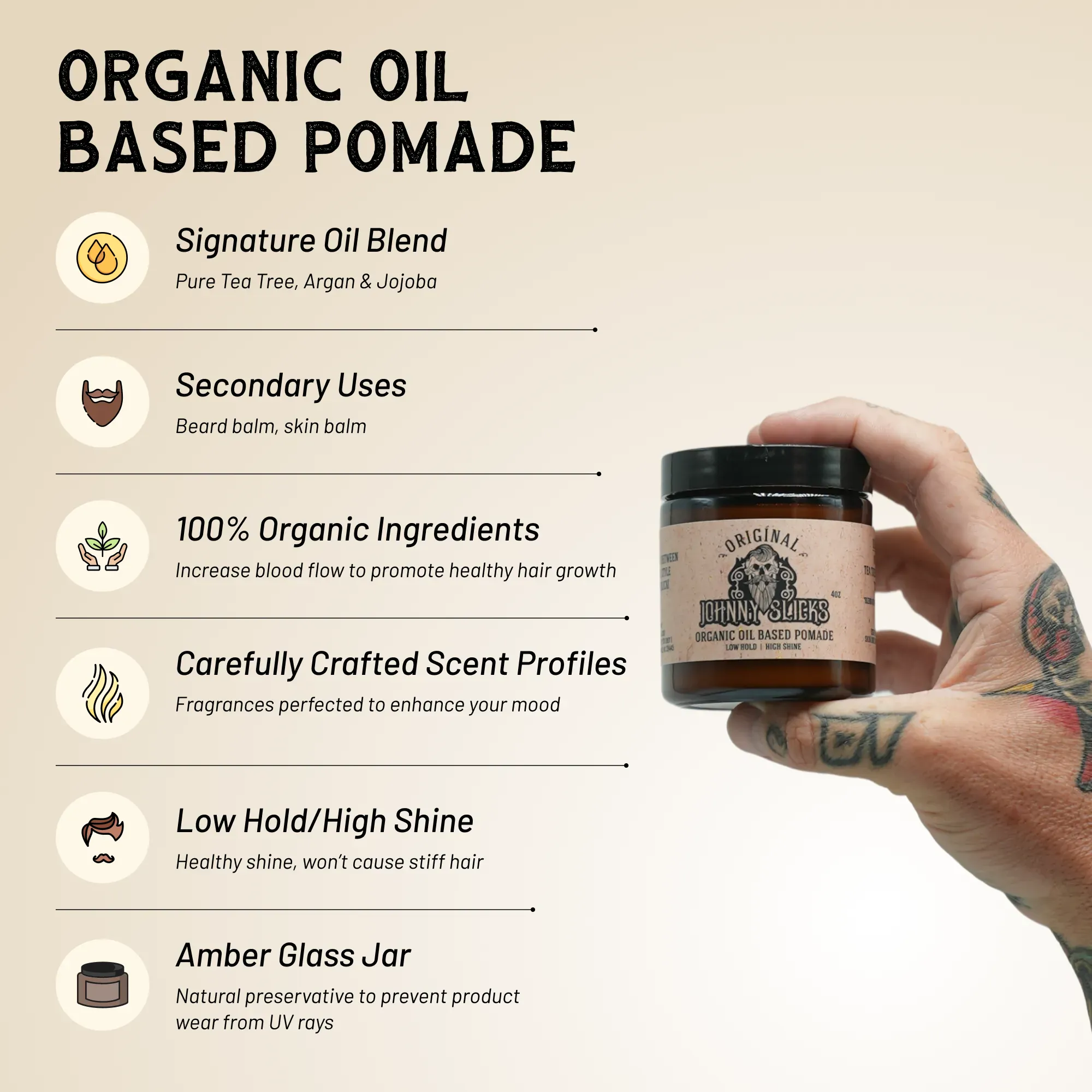 Johnny Slicks Pomade Organic Oil Based Pomade
