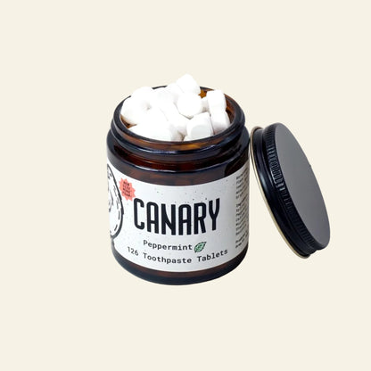 Canary Toothpaste Tablets 2 month supply jar - 126 tablets Peppermint Toothpaste Tablets