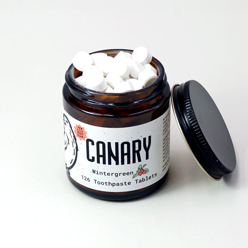 Canary Toothpaste Tablets 2 month supply jar - 126 tablets Wintergreen Toothpaste Tablets