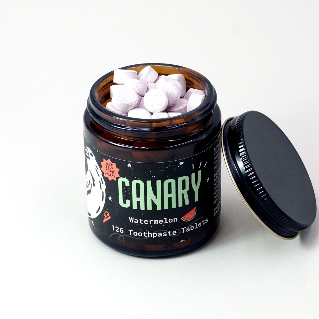 Canary Toothpaste Tablets 2 month supply jar - 126 tablets Watermelon Toothpaste Tablets